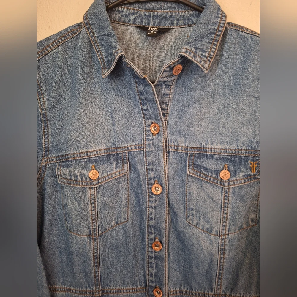NEW FRYE Denim Button-Up Dress - Picture 3 of 5